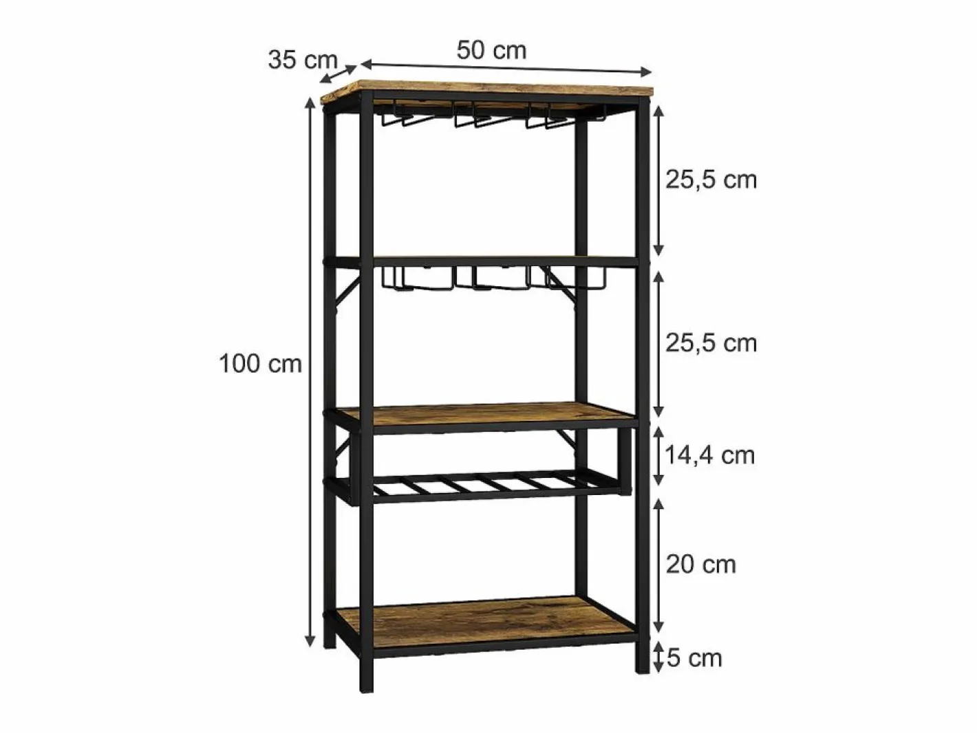 Vicco Botellero|Accesorios Para Vino Y Bar|Botellero roble rústico 50x35x100 vela