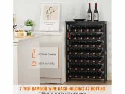 Botellero SucceBuy de Bambú Modular de 7 Niveles para 42 Botellas con Estante de Exhibición de Sobremesa Best