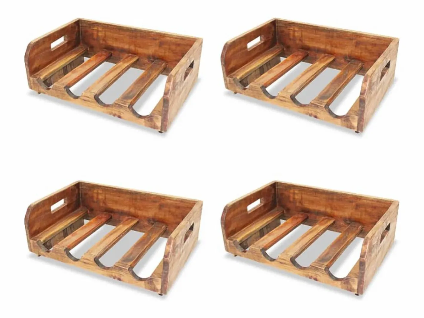 Botelleros para 16 botellas 4 uds madera maciza reciclada ES182196 Marru00f3n New