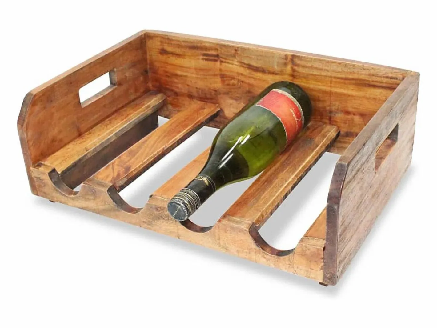 Botelleros para 16 botellas 4 uds madera maciza reciclada ES182196 Marru00f3n New