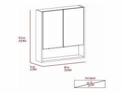 TuHome Mueble De Pared Para Baño|Botiquin Jaspe en Melamina, con espejos , 62.48 cm X 59.94 cm X 13.97 cm ,
