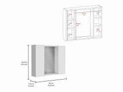 TuHome Botiquín Artemisa en Melamina, con 6 estantes interno y dos puertas, con espejo , 49.53 cm X 59.94 cm X 13.71 cm , Blanco New