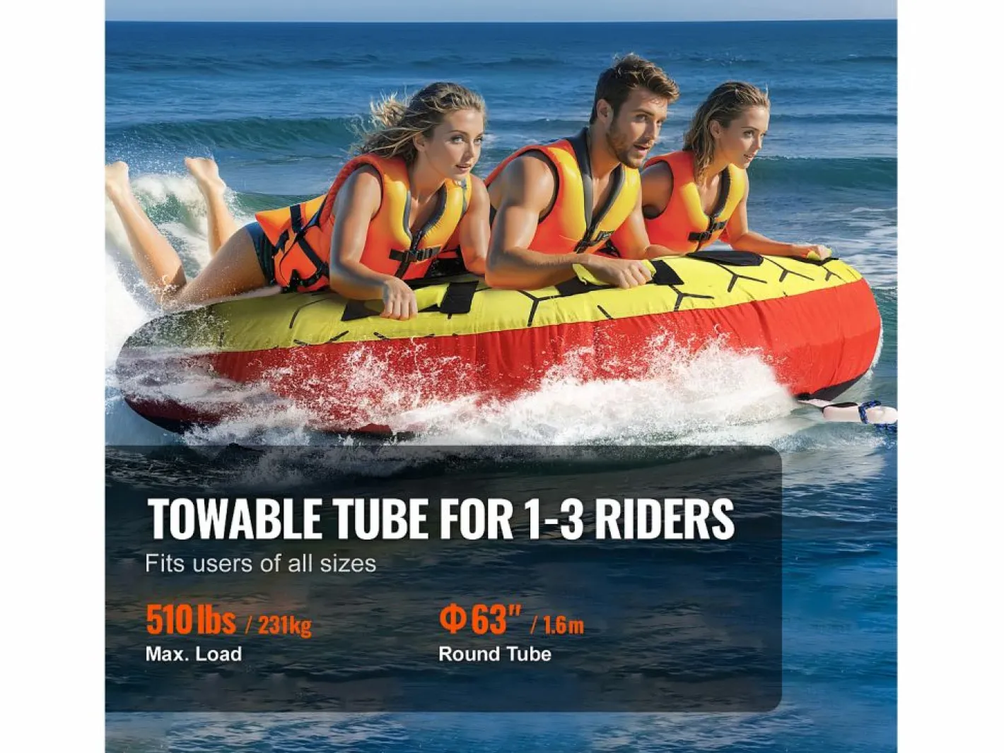 Boya Remolcada Inflable SucceBuy, para 1 a 3 Pasajeros, 231 kg, Tubo Remolcable para Barco^ Online