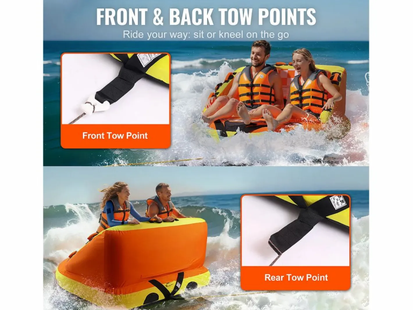 Boya Remolcada Inflable SucceBuy, para 1 a 2 Pasajeros, 154 kg, con Asientos y Espaldar^