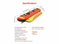 Deportes Náuticos|Boyera Remolcada Hinchable SucceBuy, Tubo de Deporte Náutico Hinchable para 1 a 3 Pasajeros, Capacidad de 231 kg
