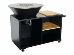 Sweeek Barbacoa|Brasero barbacoa 80cm + carrito con espacios de almacenamiento