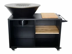 Sweeek Barbacoa|Brasero barbacoa 80cm + carrito con espacios de almacenamiento