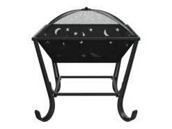 vidaxl Brasero con atizador acero XXL 50 cm Negro Outlet