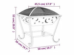 vidaxl Brasero con atizador acero XXL 50 cm Negro Outlet