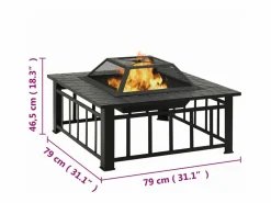 vidaxl Brasero|Brasero con atizador acero 79x79x46,5 cm