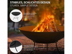 ECD Germany Brasero de acero basero con 3 patas para barbacoa Ø 55 x 24 cm Negro Outlet
