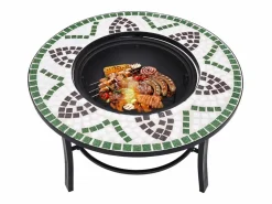 vidaxl Brasero de mosaico cerámica 68 cm Verde Outlet