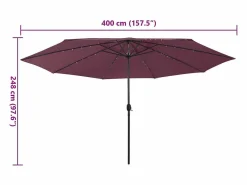 Garden Furniture Sombrilla|Brintir Sombrilla de jardín con luces LED rojo burdeos 400 cm