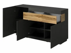 Bufé 3 puertas 1 cajón Andrea antracita y Madera^Petits-Meubles Online