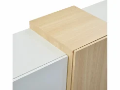 ModernLuxe Buffé brillante 140x35x81 cm - con 2 puertas - con 4 cajones - MDF - blanco Color natural claro / Blanco Clearance