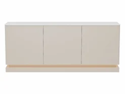 Vente-unique Buffet 3 puertas con LEDs en MDF - Beige y efecto mármol blanco - DEVIKA Beige / Blanco Clearance