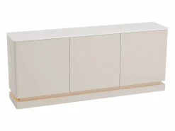 Vente-unique Buffet 3 puertas con LEDs en MDF - Beige y efecto mármol blanco - DEVIKA Beige / Blanco Clearance