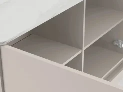 Vente-unique Buffet 3 puertas con LEDs en MDF - Beige y efecto mármol blanco - DEVIKA Beige / Blanco Clearance