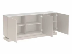 Vente-unique Buffet 3 puertas con LEDs en MDF - Beige y efecto mármol blanco - DEVIKA Beige / Blanco Clearance