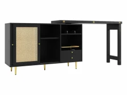 ModernLuxe Mueble Bar|Buffet, barra de cocina giratoria extensible - en MDF - con diversos almacenamientos -