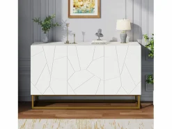 Buffet brillante moderno - 3 puertas con 3 estantes ajustables - 130x36x76 cm -^ModernLuxe Best