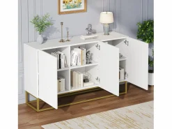 Buffet brillante moderno - 3 puertas con 3 estantes ajustables - 130x36x76 cm -^ModernLuxe Best