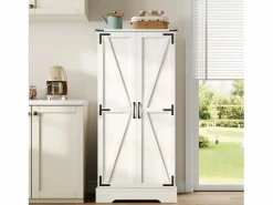 ModernLuxe Buffet de cocina 60×35×128.5 cm - con LED - 2 puertas con estantes - Blanco New