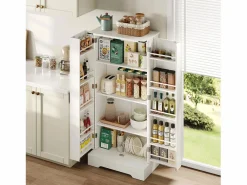 ModernLuxe Buffet de cocina 60×35×128.5 cm - con LED - 2 puertas con estantes - Blanco New