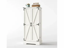 ModernLuxe Buffet de cocina 60×35×128.5 cm - con LED - 2 puertas con estantes - Blanco New