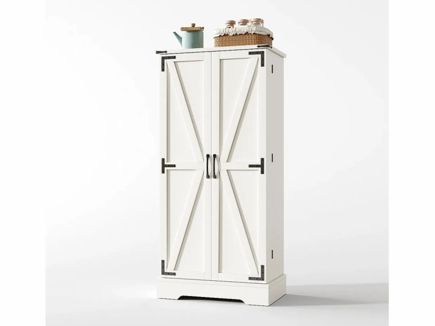 ModernLuxe Buffet de cocina 60×35×128.5 cm - con LED - 2 puertas con estantes - Blanco New