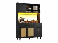 Buffet de cocina 120×45×195,5 cm - con iluminación LED - 3 cajones y 6 puertas - estantes ajustables -^ModernLuxe Online