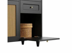 Buffet de cocina 120×45×195,5 cm - con iluminación LED - 3 cajones y 6 puertas - estantes ajustables -^ModernLuxe Online