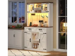 Buffet de cocina 100×40×172 cm - con USB y enchufe - con LED - 4 puertas y 1 cajón - +natural^ModernLuxe Outlet