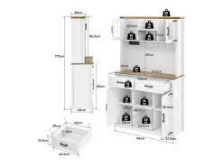 Buffet de cocina 100×40×172 cm - con USB y enchufe - con LED - 4 puertas y 1 cajón - +natural^ModernLuxe Outlet