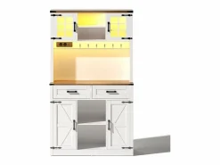 Buffet de cocina 100×40×172 cm - con USB y enchufe - con LED - 4 puertas y 1 cajón - +natural^ModernLuxe Outlet