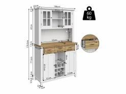 ModernLuxe Buffet de cocina con LED - Alto 180cm - gran espacio de almacenamiento - & Natural Blanco Clearance