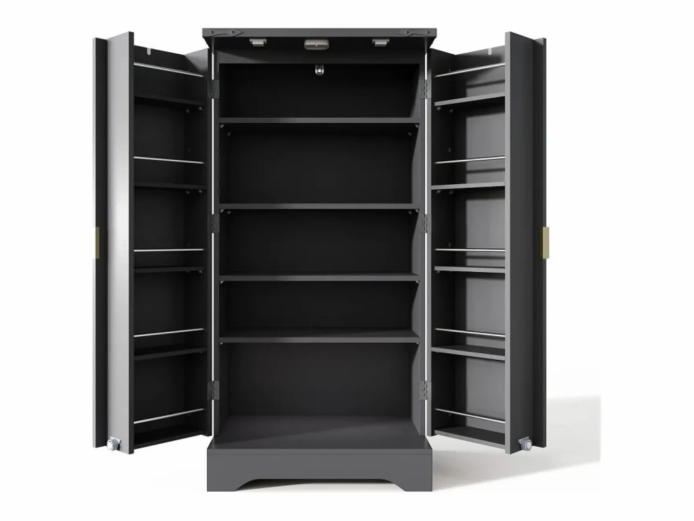 ModernLuxe Buffet de cocina moderno 60,5x40x120cm - con luz detector LED - con 2 puertas y un portaespecias - Negro Best