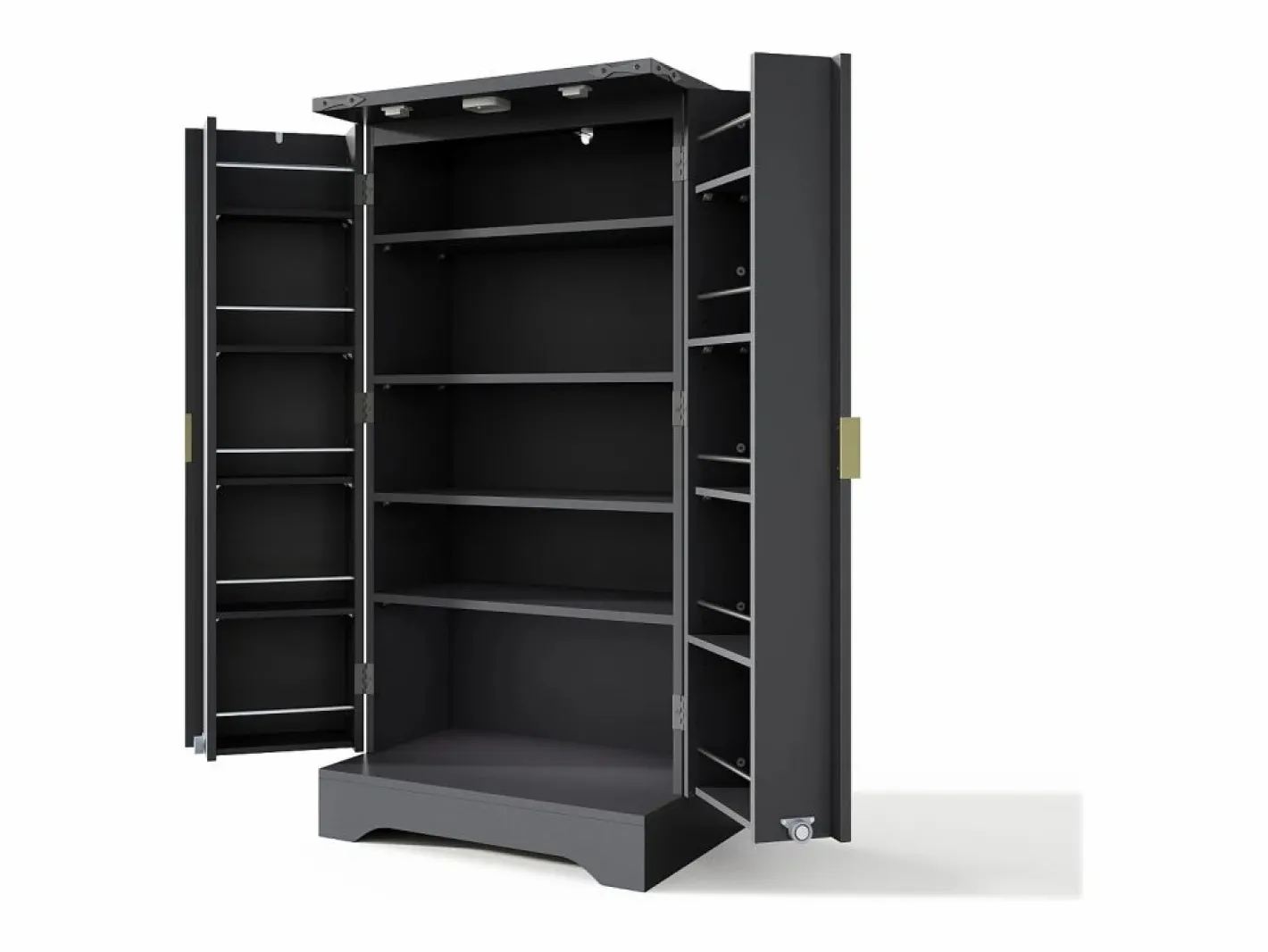 ModernLuxe Buffet de cocina moderno 60,5x40x120cm - con luz detector LED - con 2 puertas y un portaespecias - Negro Best