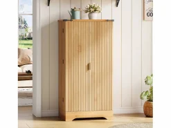Buffet de cocina moderno 60,5x40x120cm - con luz detector LED - con 2 puertas y un portaespecias - Natural^ModernLuxe Online