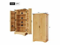 Buffet de cocina moderno 60,5x40x120cm - con luz detector LED - con 2 puertas y un portaespecias - Natural^ModernLuxe Online