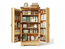 Buffet de cocina moderno 60,5x40x120cm - con luz detector LED - con 2 puertas y un portaespecias - Natural^ModernLuxe Online