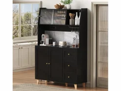 Buffet de cocina moderno 120x40x184cm - con toma de corriente y portacopas de vino - con 3 cajones y 5 puertas -^ModernLuxe Clearance