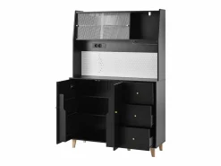 Buffet de cocina moderno 120x40x184cm - con toma de corriente y portacopas de vino - con 3 cajones y 5 puertas -^ModernLuxe Clearance