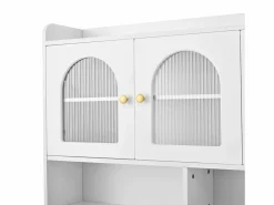 Buffet de cocina moderno 140x40x190cm - con estantes abiertos - con 3 cajones y 5 puertas -^ModernLuxe Outlet