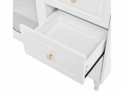 Buffet de cocina moderno 120x40x138.5cm - con toma de corriente y portacopas de vino - con 3 cajones y 2 puertas - Blanco^ModernLuxe New