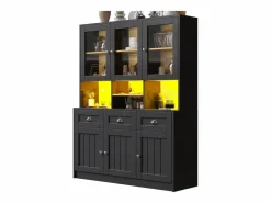 Buffet de cocina moderno 140x40x175cm - 6 puertas + 3 cajones + 9 estantes - mueble alto - con iluminación LED -^ModernLuxe New