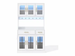 ModernLuxe Aparador De Cocina|Buffet de cocina moderno 100x40x180cm - con toma de corriente y LED - con 2 cajones y 6 puertas -