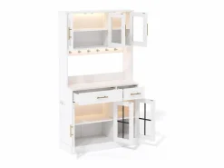 ModernLuxe Aparador De Cocina|Buffet de cocina moderno 100x40x180cm - con toma de corriente y LED - con 2 cajones y 6 puertas -