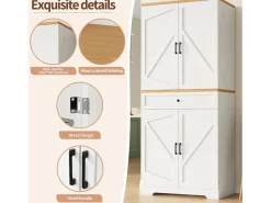ModernLuxe Buffet de cocina moderno 80x40x180 cm - 4 puertas + 1 cajón - mueble alto - MDF - Blanco New
