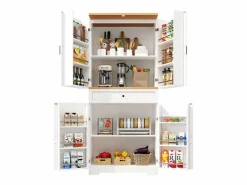 ModernLuxe Buffet de cocina moderno 80x40x180 cm - 4 puertas + 1 cajón - mueble alto - MDF - Blanco New